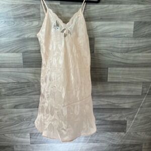 Go Softly Womens Babydoll Chemise Pink Floral Embroidered‎ Sleeveless Jacquard S